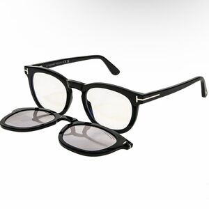 Tom Ford FT5993-B 005 Black Optical Glasses + Clip-On Sunglasses SET